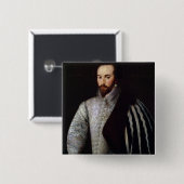 のウォルター・ローリー1588年ポートレート 缶バッジ (正面&裏面)
