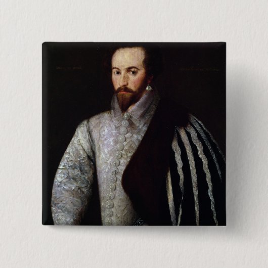 のウォルター・ローリー1588年ポートレート 缶バッジ (正面)
