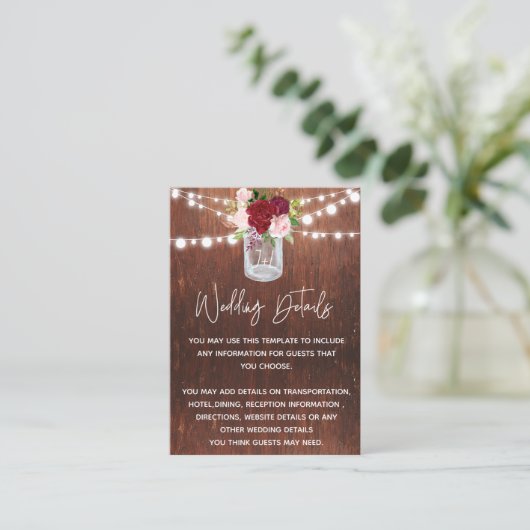 のウッド結婚メイソンジャールブルゴーニュ詳細予算 名刺 (スタンド正面)