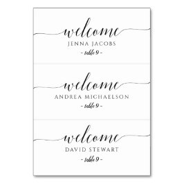 のエスコート結婚カード – フラット – ロマンチックな書道 テーブルナンバー