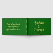 のエメモダンロ結婚ラルドグリーンと金ゴールドハードカバー ゲストブック (全面)