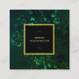 *~*のエメラルドグリーンの抽象芸術の黒 スクエア名刺