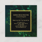 *~*のエメラルドグリーンの抽象芸術の黒 スクエア名刺 (裏面)
