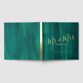 のエメ結婚ラルドの緑と実在金ゴールドホイルのゲストブック ゲストブック (全面)