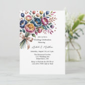 のエレガントお祝いに対す結婚るフローラリース 招待状 (スタンド正面)