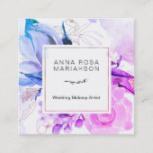 *~*のエレガントでモダンな花の鮮やかな水彩画 スクエア名刺 (正面)