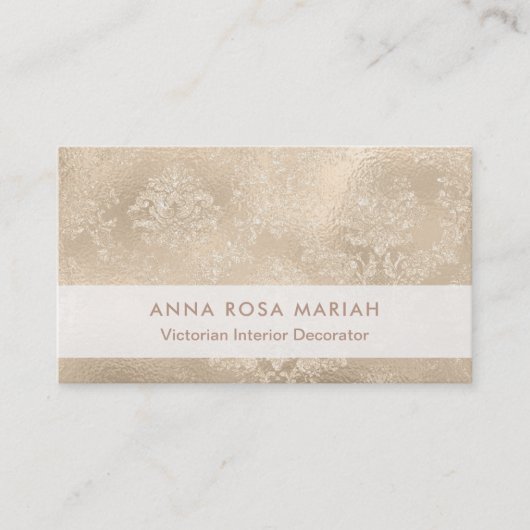 *~*のエレガントなアイボリーのヴィンテージのビクトリアンな花のダマスク織 名刺 (正面)