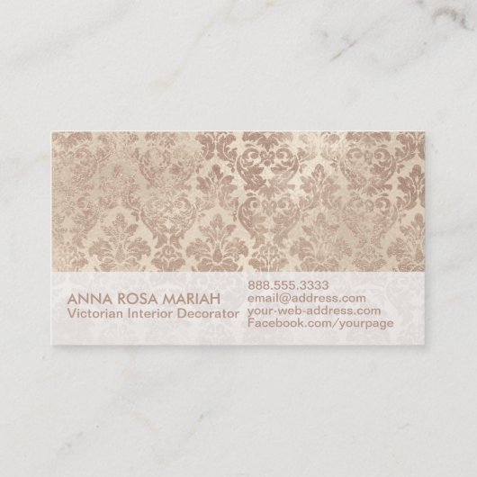 *~*のエレガントなアイボリーのヴィンテージの旧式な花のダマスク織 名刺 (裏面)