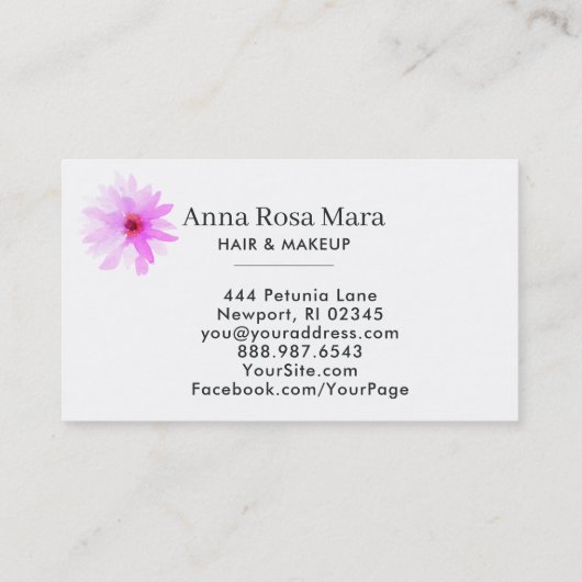 *~*のエレガントな花の水彩画のシックでフェミニンなモダン 名刺 (裏面)