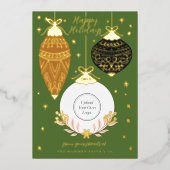 のエレガントぶら下がったクリスマスオーナメント・ビジネス・ロゴ 箔シーズンカード (正面)