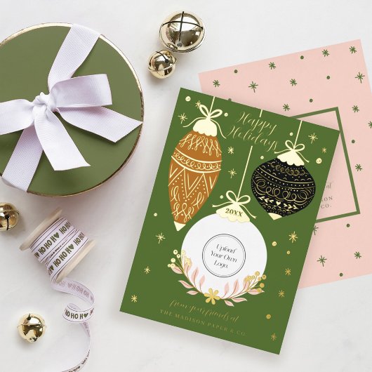 のエレガントぶら下がったクリスマスオーナメント・ビジネス・ロゴ 箔シーズンカード