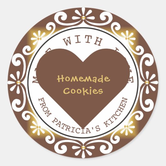 ~のエレガントキッチンで作られたラブクッキー ラウンドシール (正面)