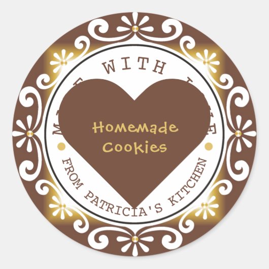 ~のエレガントキッチンで作られたラブクッキー ラウンドシール (正面)