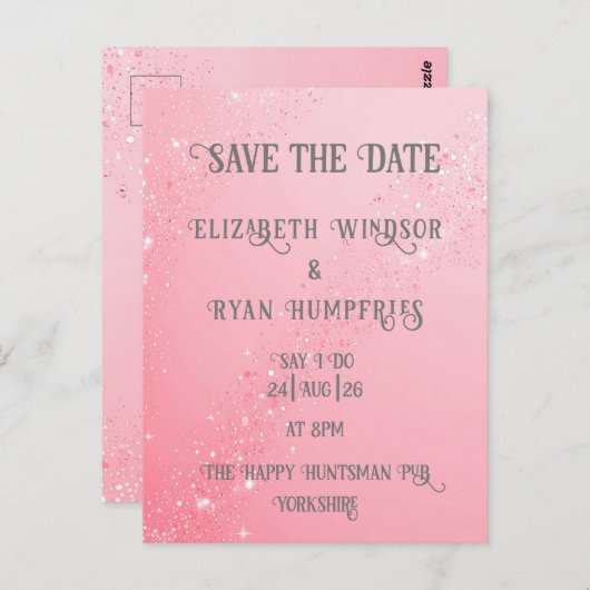 のエレガントグリーンスパークル結婚デザイン ポストカード (正面/裏面)