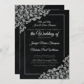 のエレガントフローラクラシックオーナメントを使用した結婚 招待状 (正面/裏面)