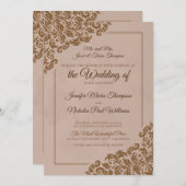 のエレガントフローラクラシックオーナメントを使用した結婚 招待状 (正面/裏面)