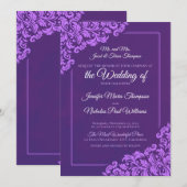 のエレガントフローラクラシックオーナメントを使用した結婚 招待状 (正面/裏面)