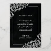 のエレガントフローラクラシックオーナメントを使用した結婚 箔招待状 (裏面)