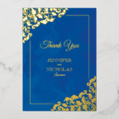 のエレガントフローラクラシックオーナメントを使用した結婚 箔招待状 (正面)