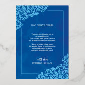 のエレガントフローラクラシックオーナメントを使用した結婚 箔招待状 (裏面)