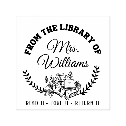 ~のエレガント図書室からのカスタム セルフインキングスタンプ (デザイン)