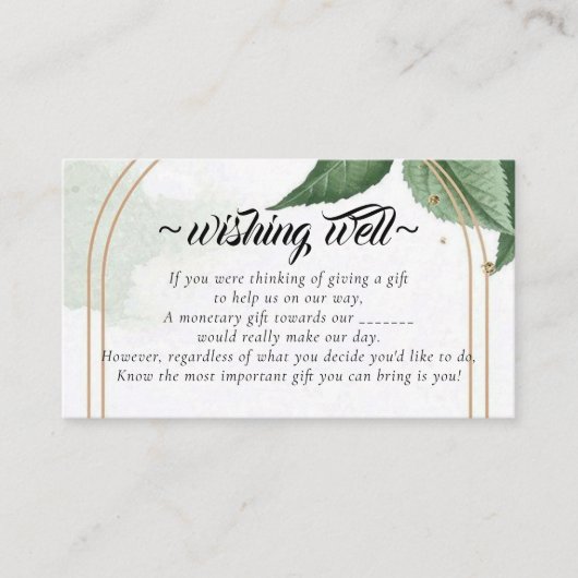 のエレガント幸福を祈る植物性の結婚葉 エンクロージャーカード (正面)