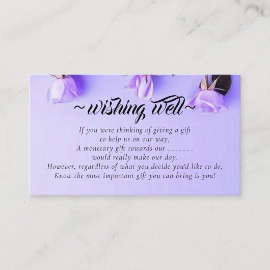 のエレガント幸福を祈る紫の結婚スミレ エンクロージャーカード (正面)