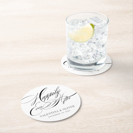 のエレガント後ずっと楽し結婚く ラウンドペーパーコースター (インサイチュ)