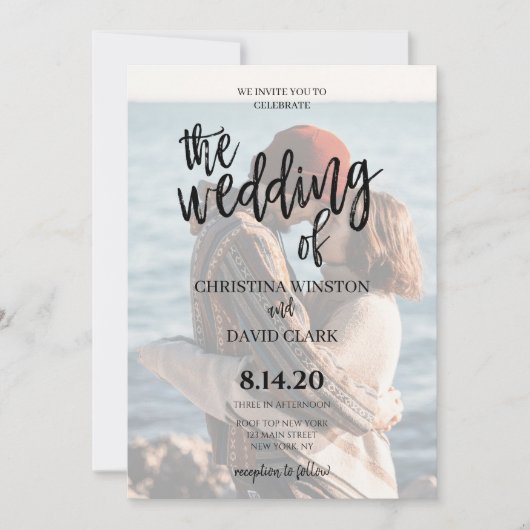 〜のエレガント書結婚写 招待状 (正面)