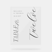 のエレガント結婚モダン黒いスクリプト・テーブル番号 アクリルサイン (正面)