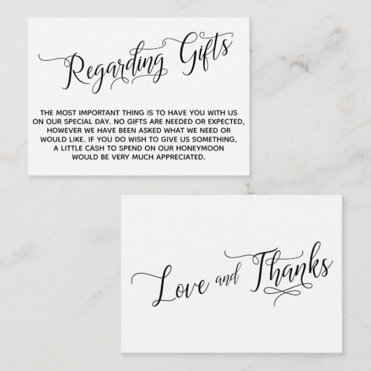 のエレガント贈り物に関す結婚る脚本 エンクロージャーカード (正面/裏面)