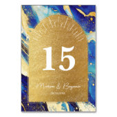 のエレガント青王室のい金ゴールド表結婚番号 テーブルナンバー (正面)