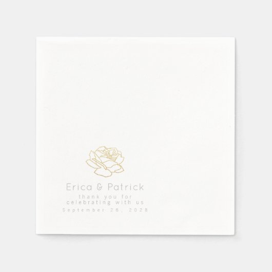 のエレメ結婚ントプリントされた白 スタンダードカクテルナプキン (正面)