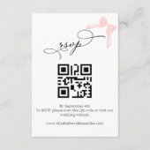 のエンク結婚ロージャカード |ボウ詳細RSVP QRコード エンクロージャーカード (裏面)