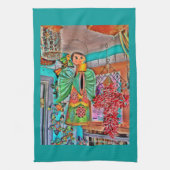 のエンジェルぶら下がったメタルアートチリペッパーズ色彩の鮮やかフロッグ キッチンタオル (縦)