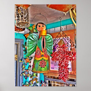 のエンジェルぶら下がったメタルアートチリペッパーズ色彩の鮮やかフロッグ ポスター