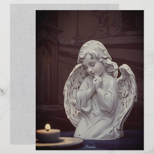 のエンジェル祈ケルブ像キャンドルスクラップブック紙 (正面/裏面)