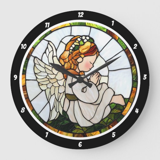 のエンジェル祈ズ・ガーデンのステンドグラスフローラ壁 ラージ壁時計 (正面)