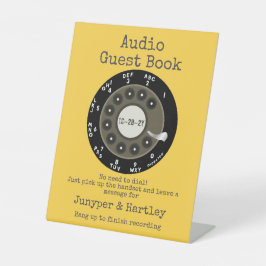 のオーディ結婚オゲストブックブラックロータリーダイヤルイエロー 台座サイン