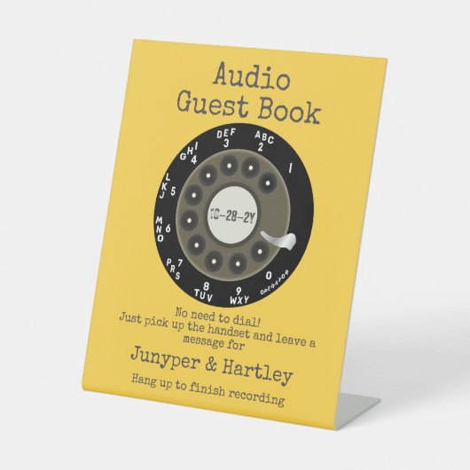 のオーディ結婚オゲストブックブラックロータリーダイヤルイエロー 台座サイン (正面)