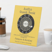 のオーディ結婚オゲストブックブラックロータリーダイヤルイエロー 台座サイン (インサイチュ)