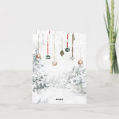 のオーナメントぶら下がった冬場メリークリスマス シーズンカード (裏面)