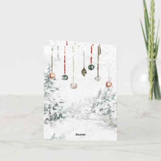 のオーナメントぶら下がった冬場メリークリスマス シーズンカード (裏面)