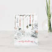 のオーナメントぶら下がった冬場メリークリスマス シーズンカード (正面)