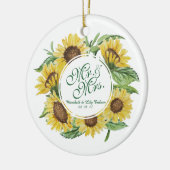 |のオーナメントを結婚するパーソナライズなヒマワリのリース セラミックオーナメント (左)