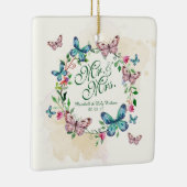 |のオーナメントを結婚するパーソナライズな蝶リース セラミックオーナメント (右)