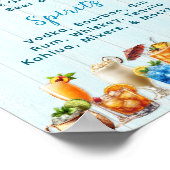 のオープン結婚バーカクテルリスト青い木材 ポスター (角)