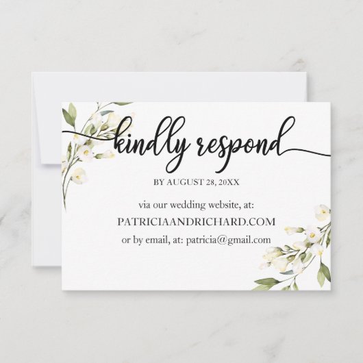 のオ結婚ンラインRSVPクリームホワイトフローラ 出欠カード (正面)