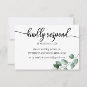 のオ結婚ンラインRSVP Greenery Eucalyptusカード 出欠カード (正面)