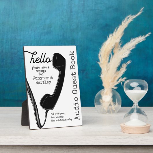 のオ結婚ーディオゲストブックブラックフォンレシーバーサイン フォトプラーク (側面)